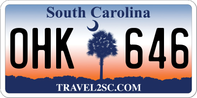 SC license plate OHK646
