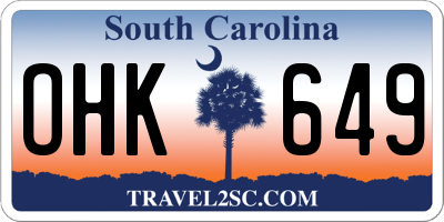 SC license plate OHK649