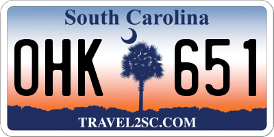 SC license plate OHK651