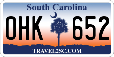 SC license plate OHK652