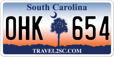 SC license plate OHK654