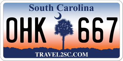 SC license plate OHK667