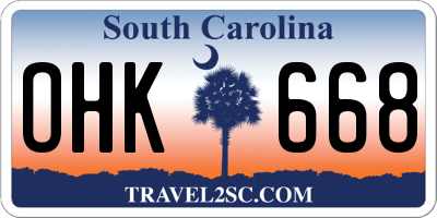 SC license plate OHK668