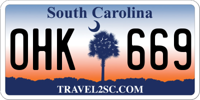 SC license plate OHK669