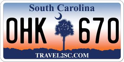 SC license plate OHK670