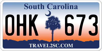 SC license plate OHK673