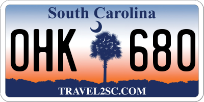 SC license plate OHK680