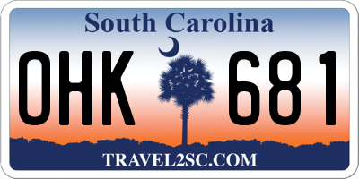 SC license plate OHK681