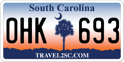 SC license plate OHK693