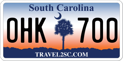 SC license plate OHK700
