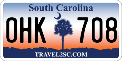 SC license plate OHK708