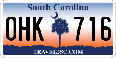 SC license plate OHK716