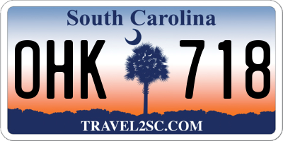 SC license plate OHK718