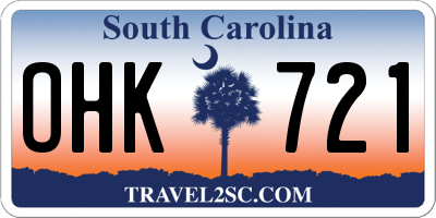 SC license plate OHK721