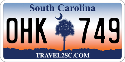SC license plate OHK749