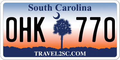 SC license plate OHK770