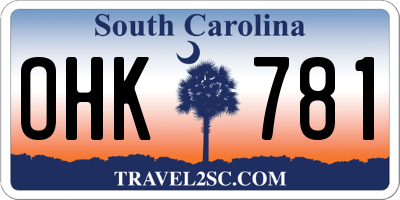SC license plate OHK781