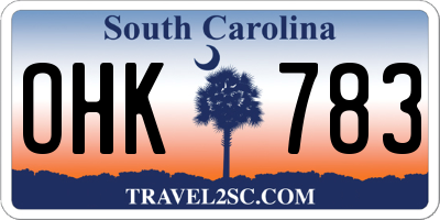 SC license plate OHK783