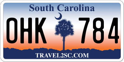 SC license plate OHK784