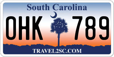 SC license plate OHK789