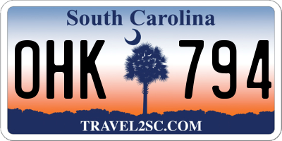 SC license plate OHK794