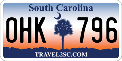 SC license plate OHK796