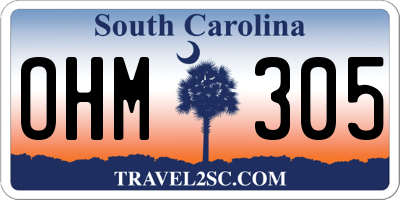 SC license plate OHM305