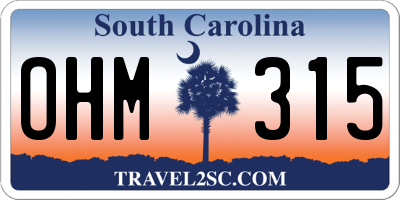 SC license plate OHM315