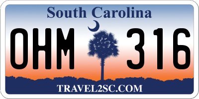 SC license plate OHM316