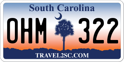 SC license plate OHM322