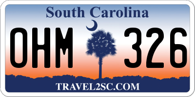 SC license plate OHM326