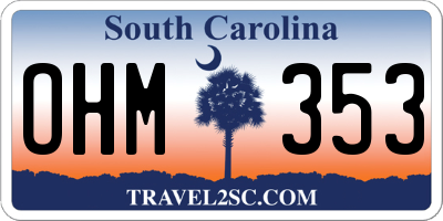 SC license plate OHM353