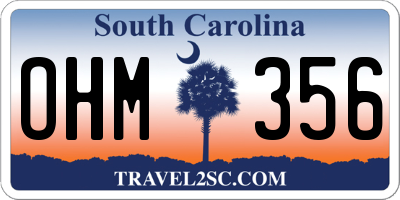 SC license plate OHM356