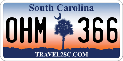 SC license plate OHM366