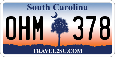 SC license plate OHM378