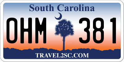 SC license plate OHM381