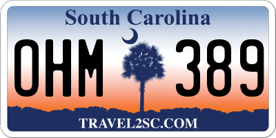 SC license plate OHM389