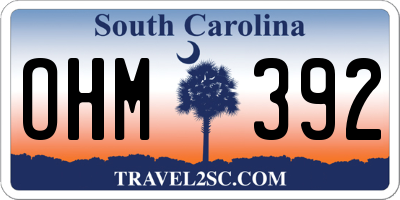 SC license plate OHM392
