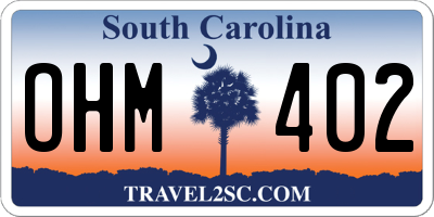 SC license plate OHM402