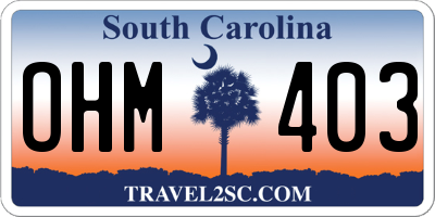 SC license plate OHM403