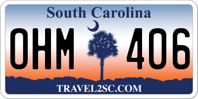 SC license plate OHM406