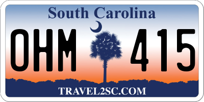 SC license plate OHM415