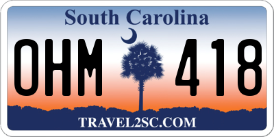 SC license plate OHM418