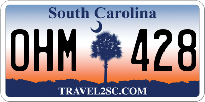 SC license plate OHM428