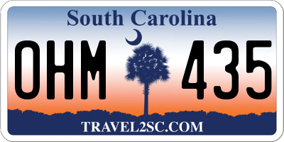SC license plate OHM435