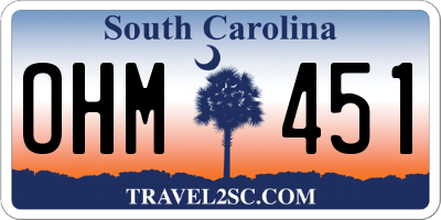 SC license plate OHM451