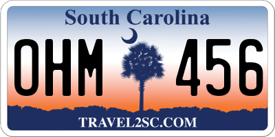 SC license plate OHM456