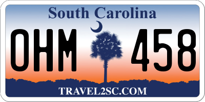 SC license plate OHM458