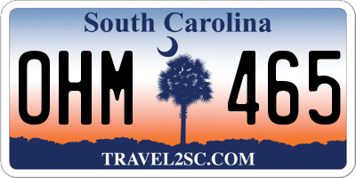 SC license plate OHM465