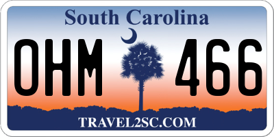 SC license plate OHM466